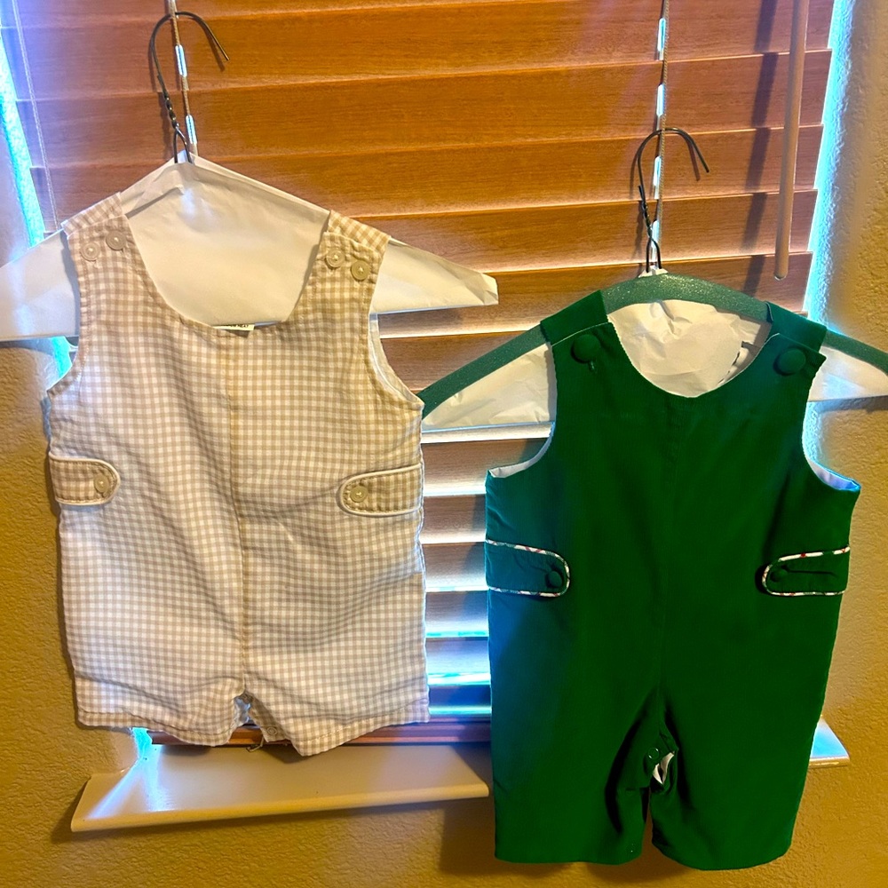Kaki boy smocking short set 12 month  Green smocking 3 month